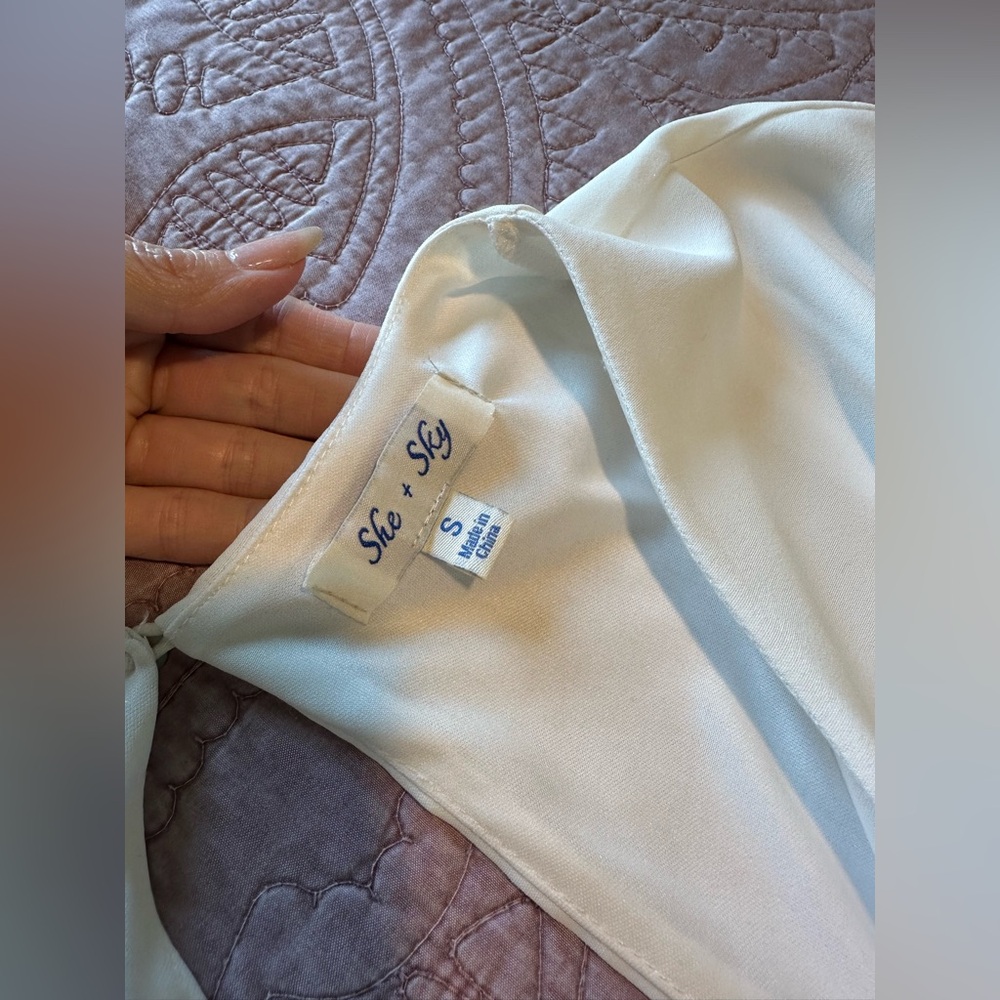 White Romper with Tie Front - Picture 16 of 16